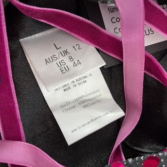 Bronx and Banco Juliette Lace Up Mini Dress & Gloves in Pink & Purple Size L - Picture 16 of 16